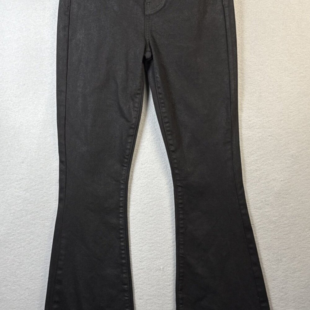 7 For All Mankind Jeans‎ Womens 25 Black Sparkly Coated Denim Flare Bell Bottoms
